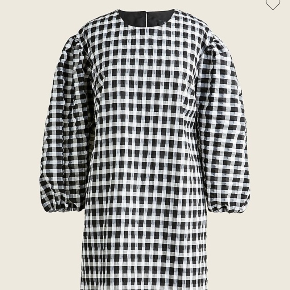 J crew (BD488) Small puff-sleeve mini dress in textured plaid, NWT